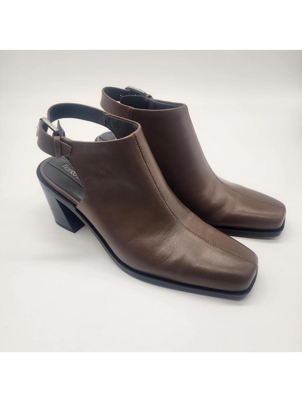 New Franco Isadora Block Heel Slingback truffle brown leather sandal shoe 40 9